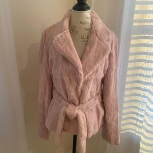 Women's Pink Rabbit Real Fur Super Soft Jacket size M-L
